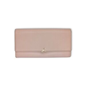 Agnes b Long Wallet Light Pink Leather Gold Logo Flap Continental Snap Clutch